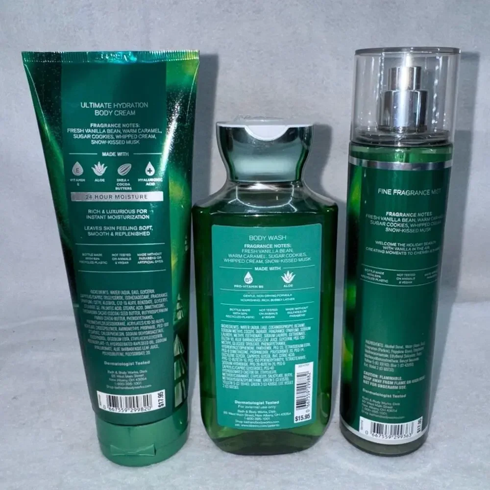 NWT Bath & Body Works 3 piece Vanilla Bean Noel (10oz wash, 8oz cream, 8oz Mist)